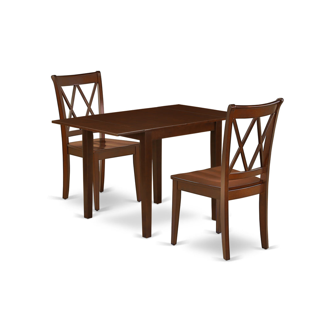 NDCL3-ZWL-T Mahogany Dining Set with Dropleaf Table & Chairs - 3 Piece Set, 30x48