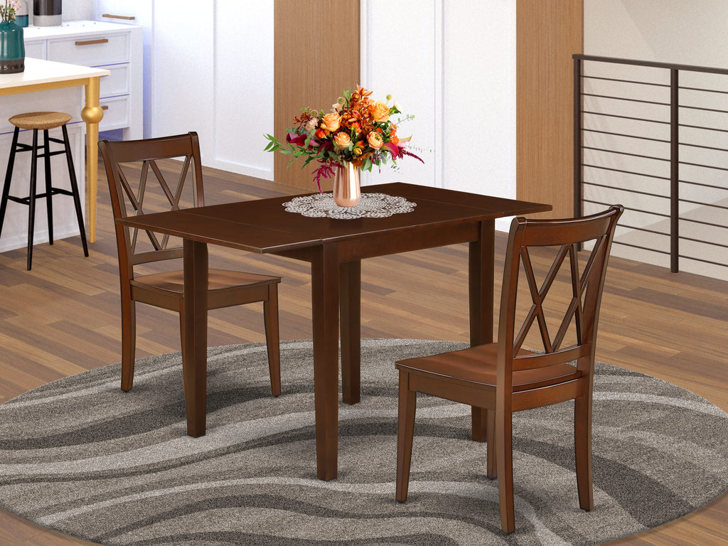 NDCL3-ZWL-T Mahogany Dining Set with Dropleaf Table & Chairs - 3 Piece Set, 30x48