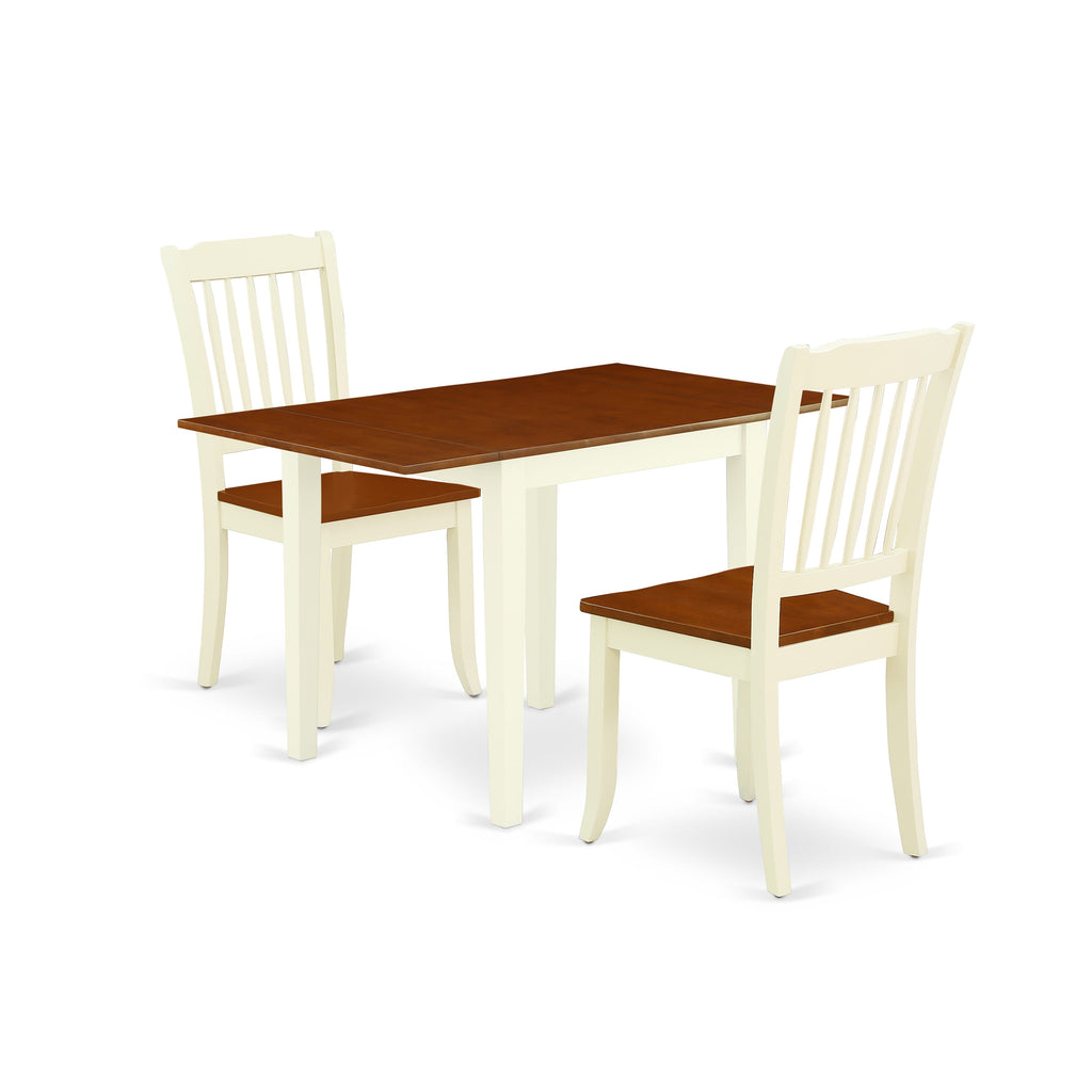 NDDA3-4J5-G 3-Piece Transitional Dining Set with Drop-leaf Table, 2 Chairs in Buttermilk Cherry Finish