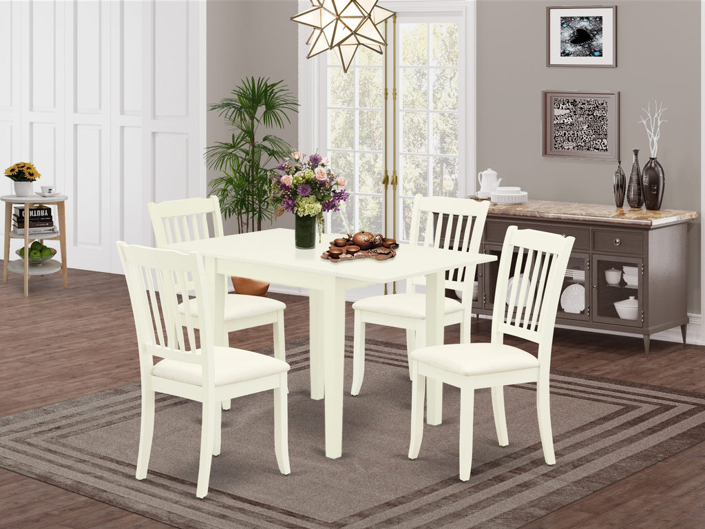 NDDA5-BR1-N 5-Piece Set with Expandable Table and Upholstered Chairs for Cozy Dining Room Space