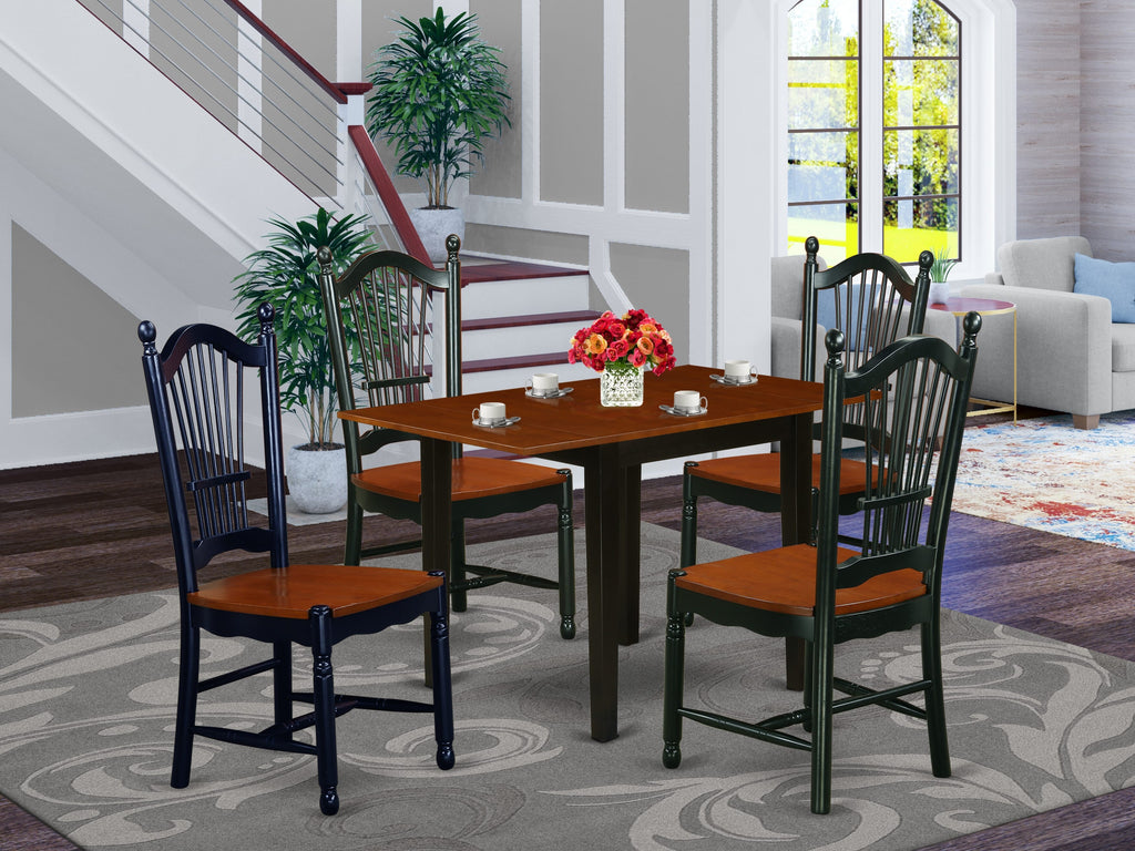 NDDO5-SMA-8 5-Piece Dining Ensemble Featuring a Rectangular Table with Adjustable Leaf and 4 Wooden Chairs