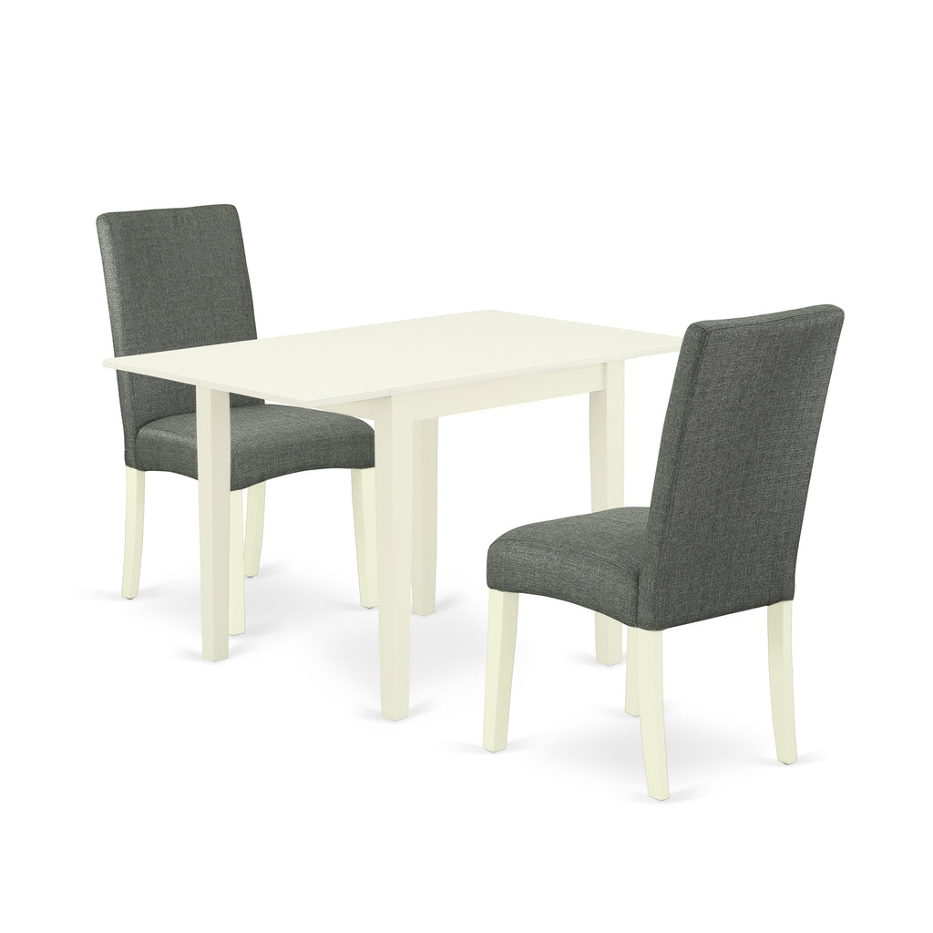 NDDR3-WT0-IQ Versatile 3-Piece Dining Set with Compact Table and Two Elegant Upholstered Chairs for Cozy Spaces