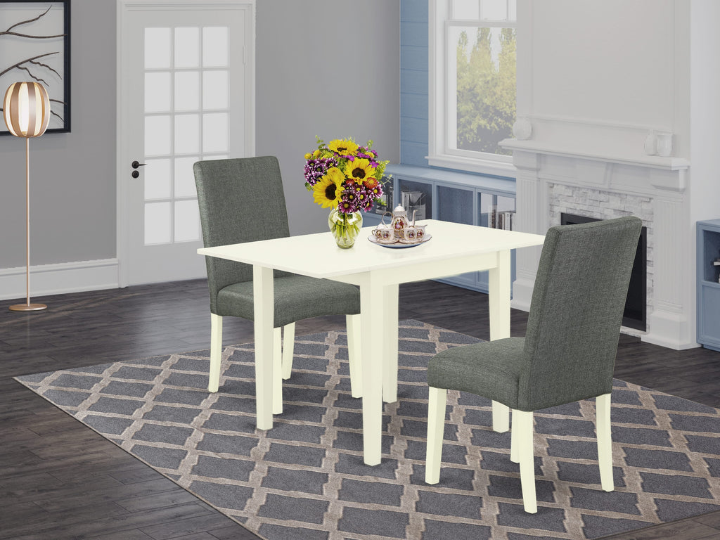 NDDR3-WT0-IQ Versatile 3-Piece Dining Set with Compact Table and Two Elegant Upholstered Chairs for Cozy Spaces