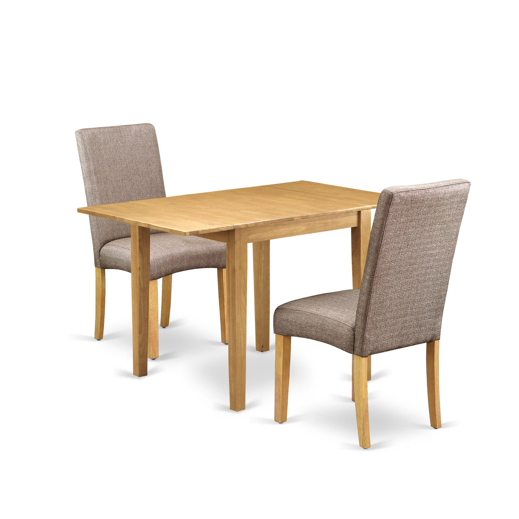 NDDR3-J7D-K Blend Dining Set Dropleaf Oak Table & Khaki Chairs, 3 Pc - Cozy Elegance