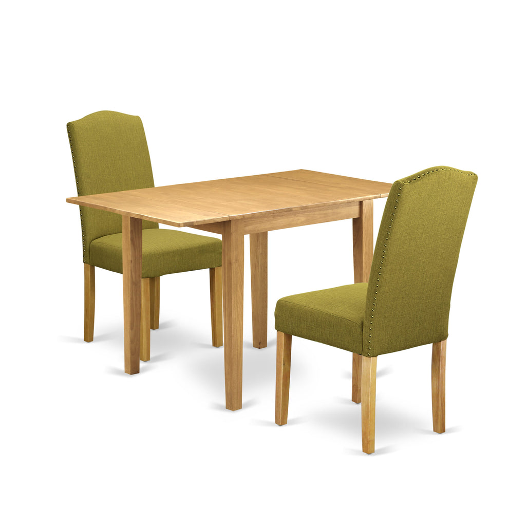 NDEN3-CMT-AR Elegant 3-Piece Rectangular Dining Table Set with Drop Leaf and Two Linen Fabric Chairs, 30x48 Inch