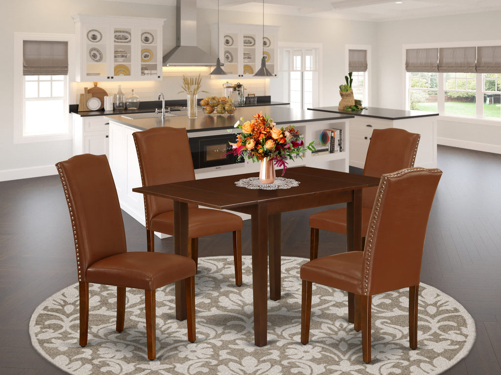 NDEN5-NAP-JF Elegant Five-Piece Dining Arrangement with Rectangular Dropleaf Table and Upholstered Chairs