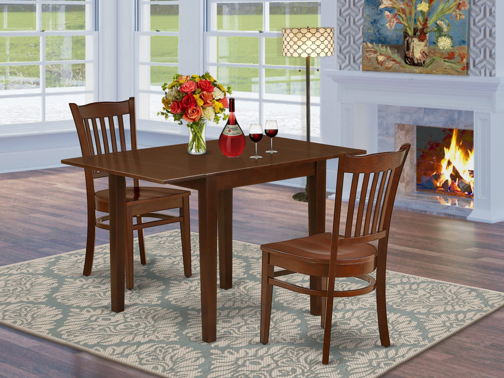 NDGR3-XHX-X 3-Piece Dining Ensemble with Rectangular Folding Table and Two Comfort Seats - Mahogany Finish, 30x48