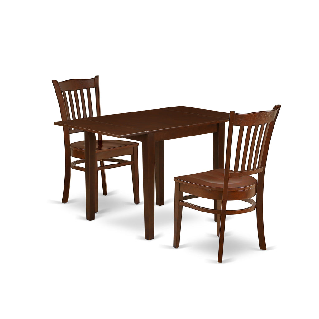 NDGR3-XHX-X 3-Piece Dining Ensemble with Rectangular Folding Table and Two Comfort Seats - Mahogany Finish, 30x48