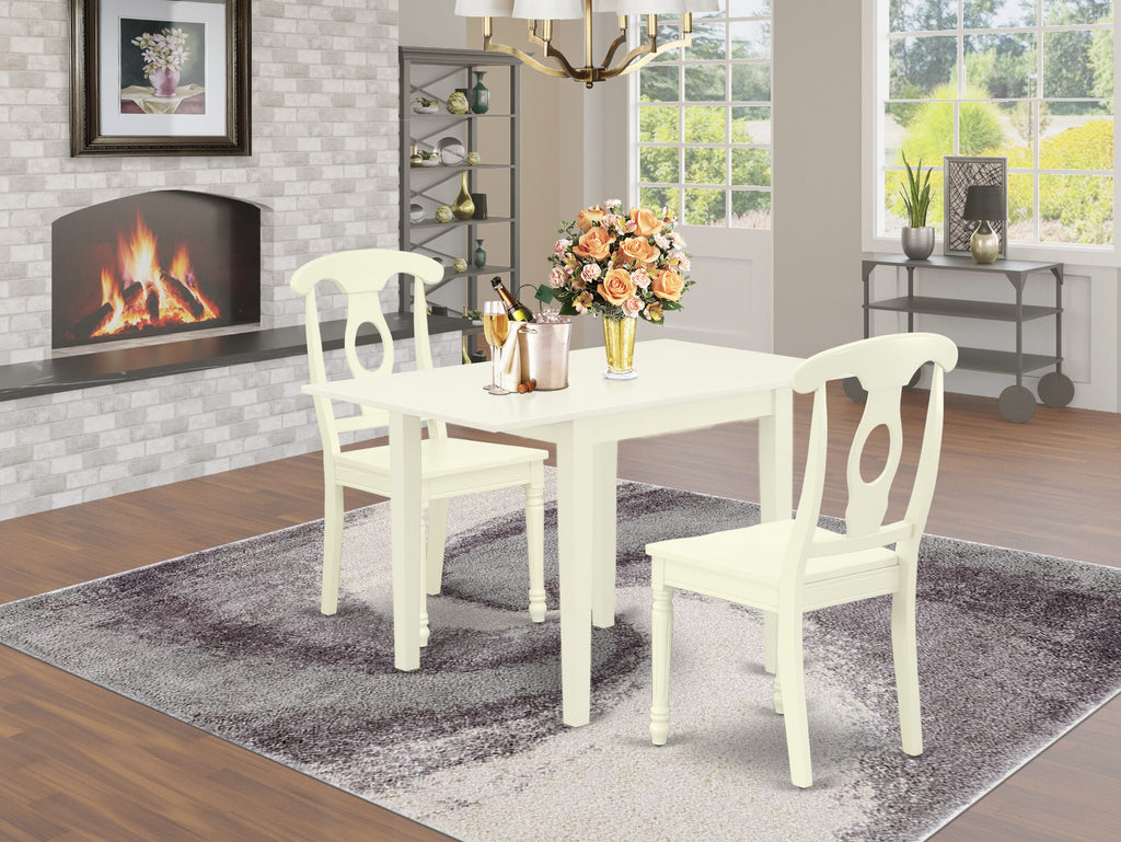 Chic 3-Piece Dining Ensemble NDKE3-ML9-7 for Compact Living Areas with Dropleaf and Wooden Chairs
