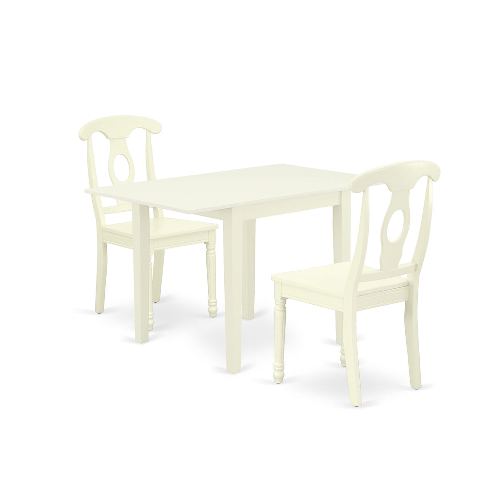 Chic 3-Piece Dining Ensemble NDKE3-ML9-7 for Compact Living Areas with Dropleaf and Wooden Chairs