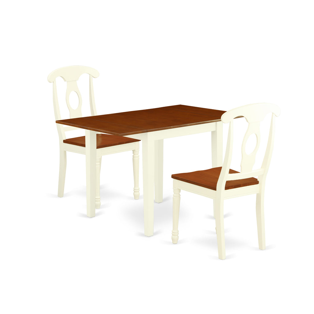 NDKE3-1V7-S Urban Dining Set for Compact Areas - 3 Piece with Folding Table and Seating, 30x48, Buttermilk Cherry
