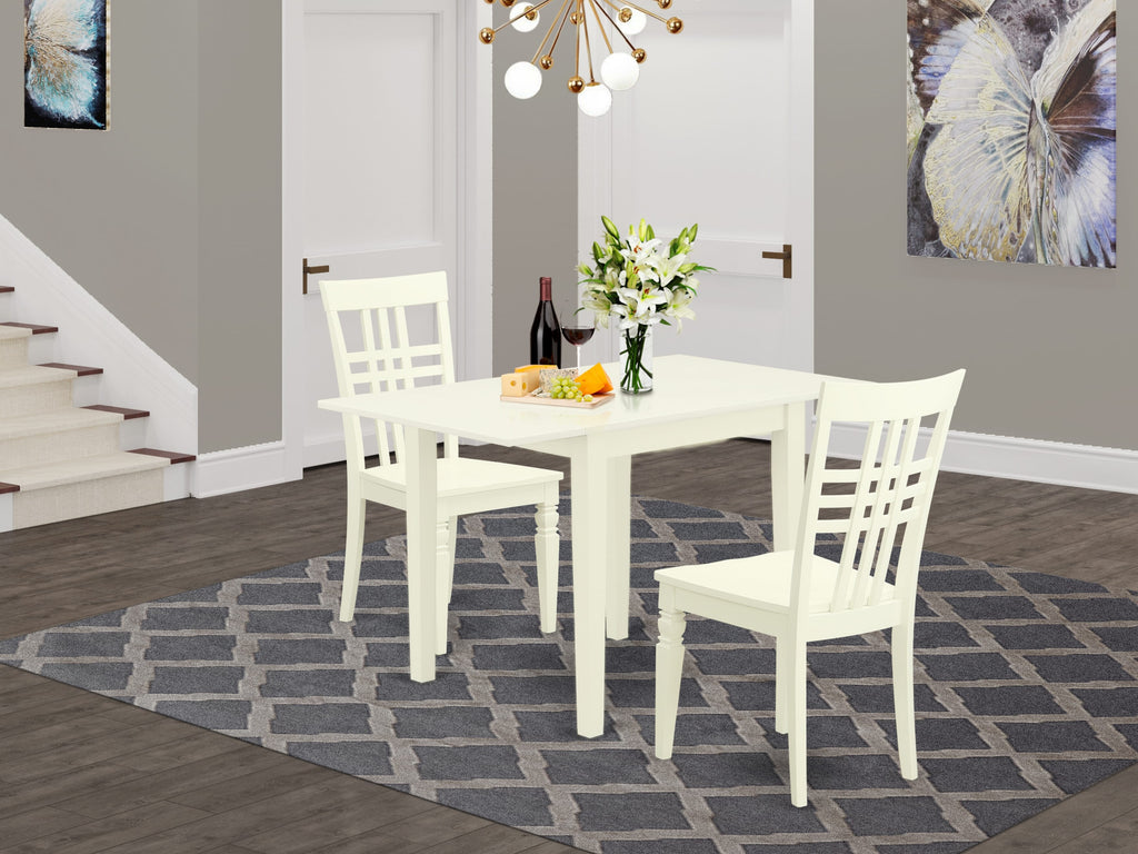 NDLG3-8AI-0 Compact 3-Piece Dining Suite for Cozy Nooks with Dropleaf Table & 2 Chairs, 30x48 Linen Finish