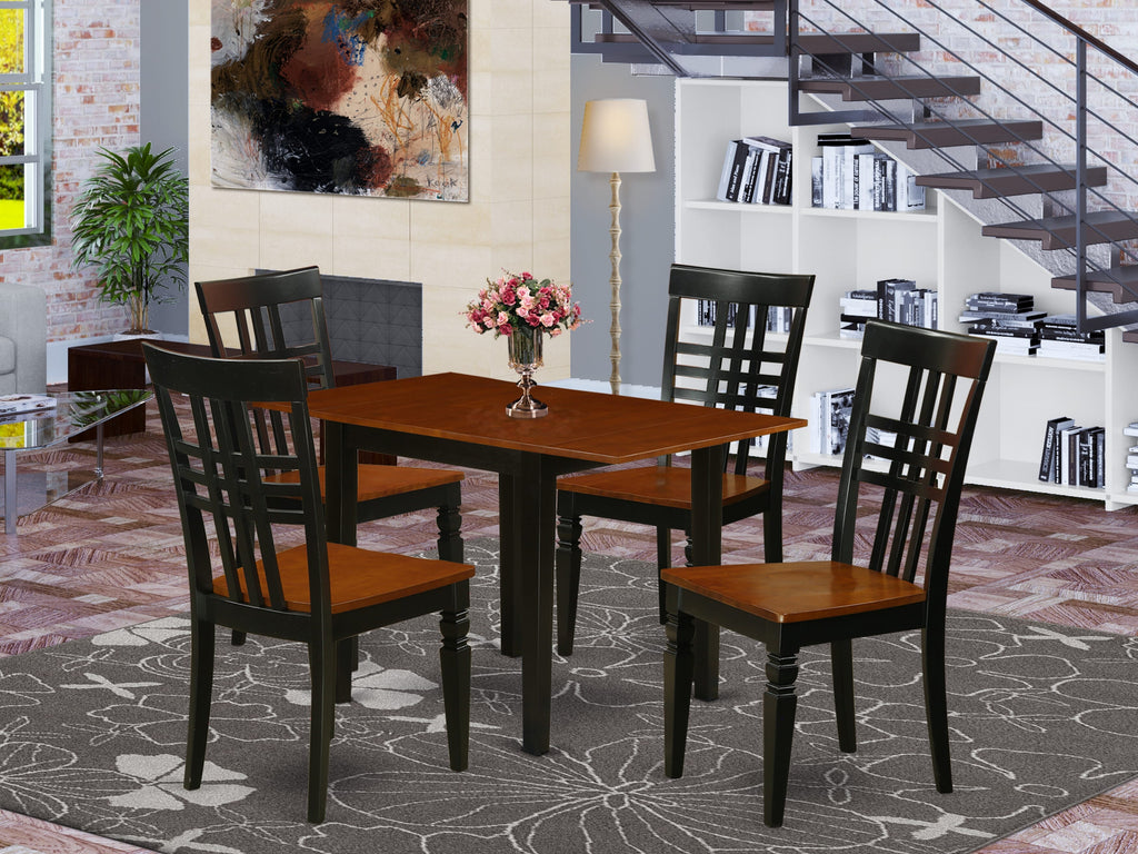 NDLG5-NX9-5 Delightful 5-Piece Dining Collection with Drop Leaf Table & Matching Chairs, 30x48 Inch, Black & Cherry