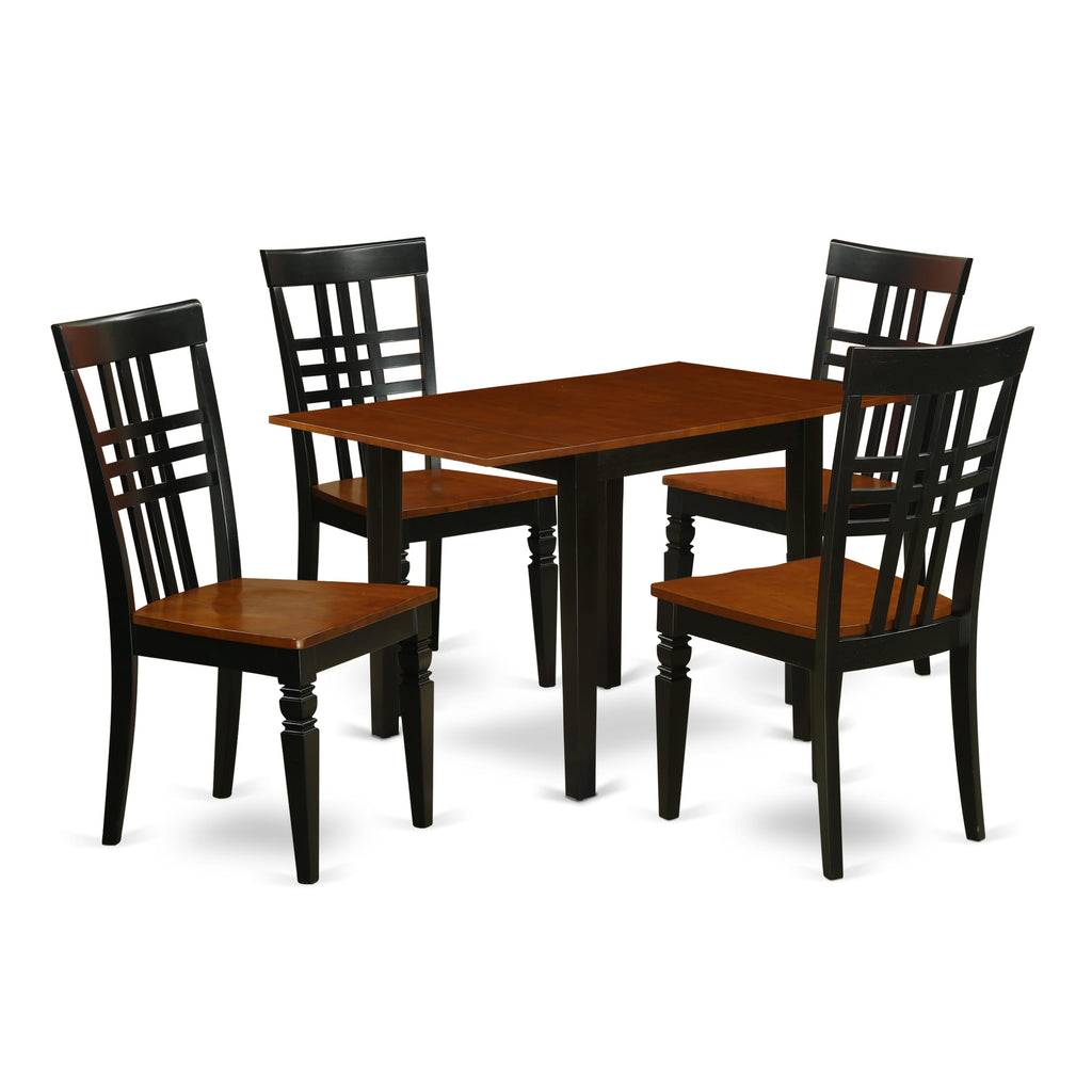 NDLG5-NX9-5 Delightful 5-Piece Dining Collection with Drop Leaf Table & Matching Chairs, 30x48 Inch, Black & Cherry
