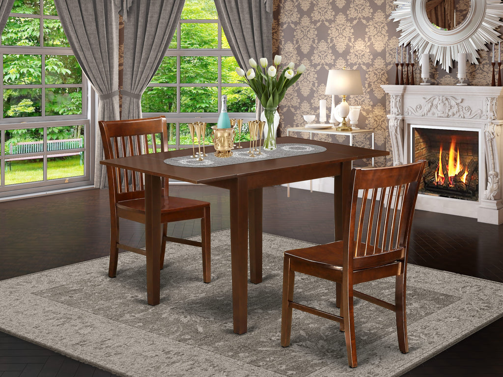 Explore Elegance NDNO3-CQV-7 Dropleaf Dining Set with Mahogany Finish for Cozy Kitchen Spaces