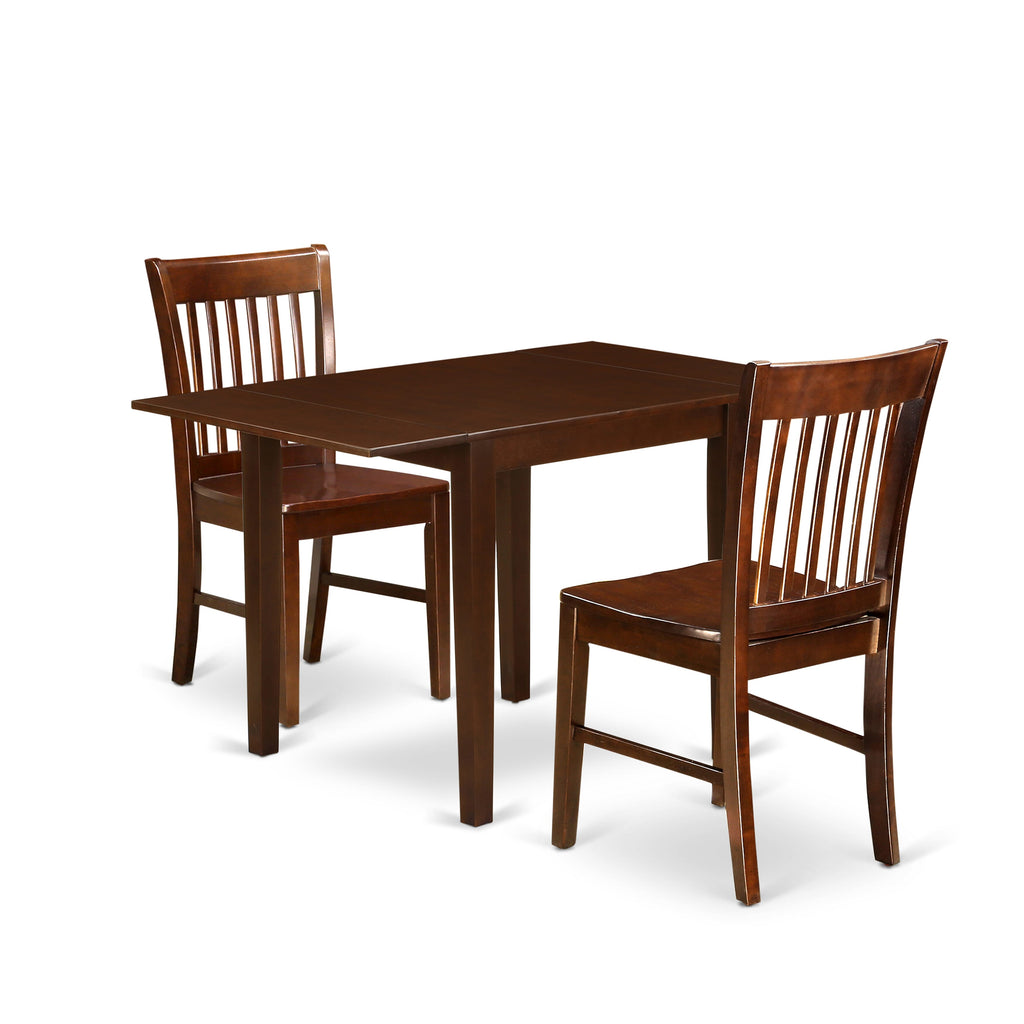 Explore Elegance NDNO3-CQV-7 Dropleaf Dining Set with Mahogany Finish for Cozy Kitchen Spaces