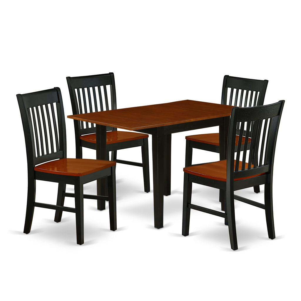 NDNO5-W5G-P 5-Piece Dining Set with Rectangular Table and Drop-leaf in Elegant Black Cherry Finish
