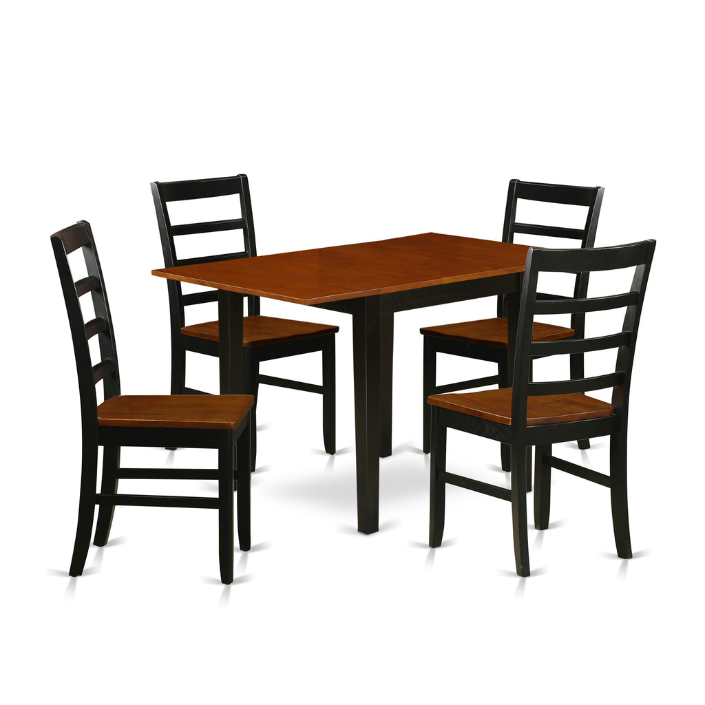 NDPF5-J8Y-E 5-Piece Rectangular Dining Set with Foldable Table & Four Seats, 30x48 - Cherry & Ebony Blend