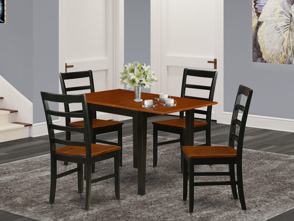 NDPF5-J8Y-E 5-Piece Rectangular Dining Set with Foldable Table & Four Seats, 30x48 - Cherry & Ebony Blend