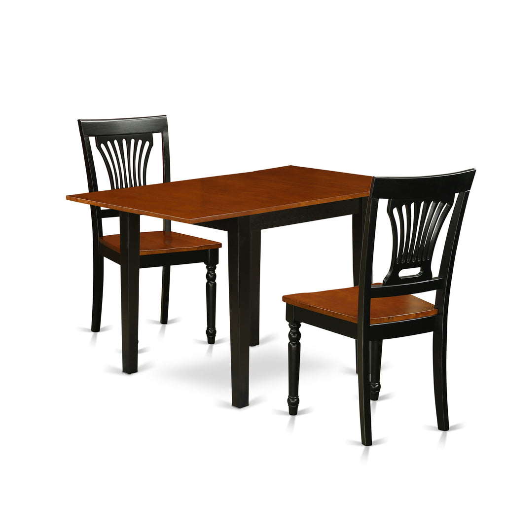 NDPL3-ADC-N 3-Piece Dining Ensemble with Rectangle Table & Drop Leaf, 2 Chairs, 30x48, Charcoal & Cherry