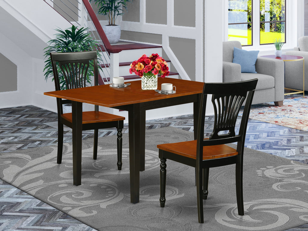 NDPL3-ADC-N 3-Piece Dining Ensemble with Rectangle Table & Drop Leaf, 2 Chairs, 30x48, Charcoal & Cherry