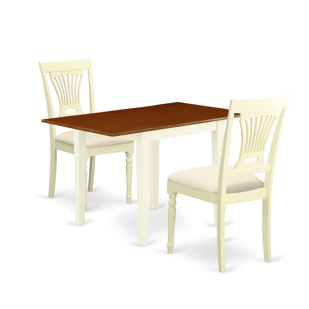 NDPL3-U26-Y Compact Dining Set with Drop Leaf - Includes Chic Table and Two Stylish Chairs, Ideal for Cozy Corners