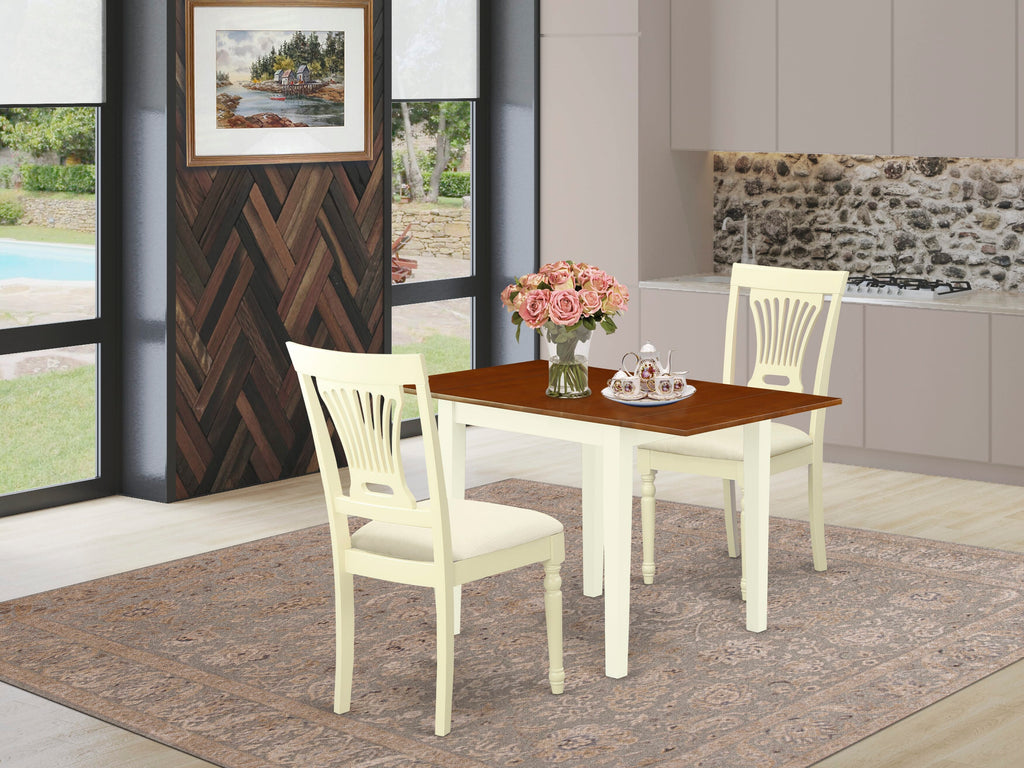 NDPL3-U26-Y Compact Dining Set with Drop Leaf - Includes Chic Table and Two Stylish Chairs, Ideal for Cozy Corners
