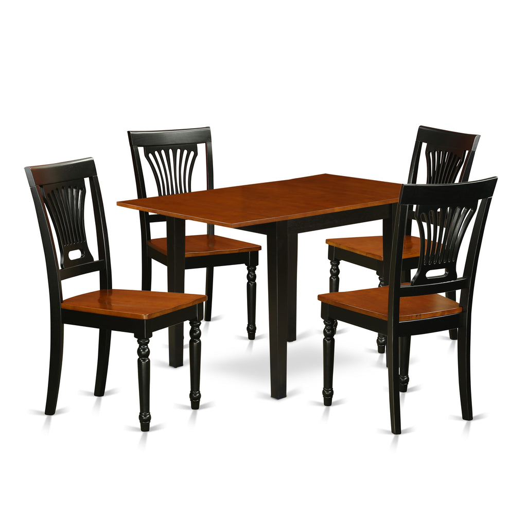 NDPL5-EDO-I Deluxe 5-Piece Set with Stylish Drop Leaf Table and 4 Chairs - Black & Cherry