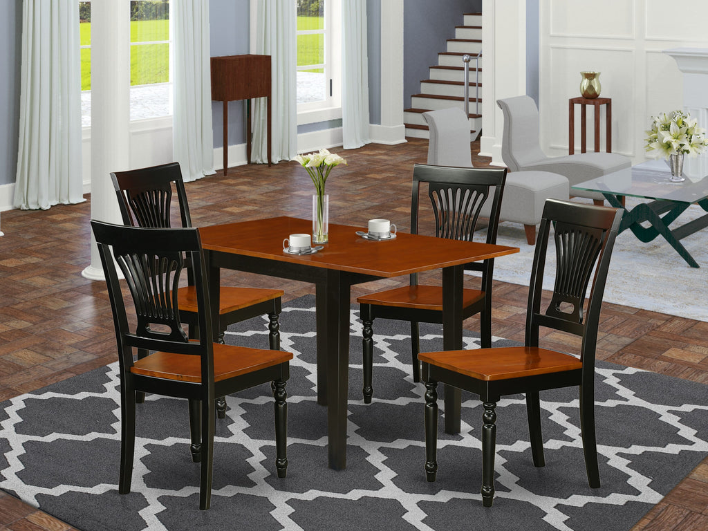 NDPL5-EDO-I Deluxe 5-Piece Set with Stylish Drop Leaf Table and 4 Chairs - Black & Cherry