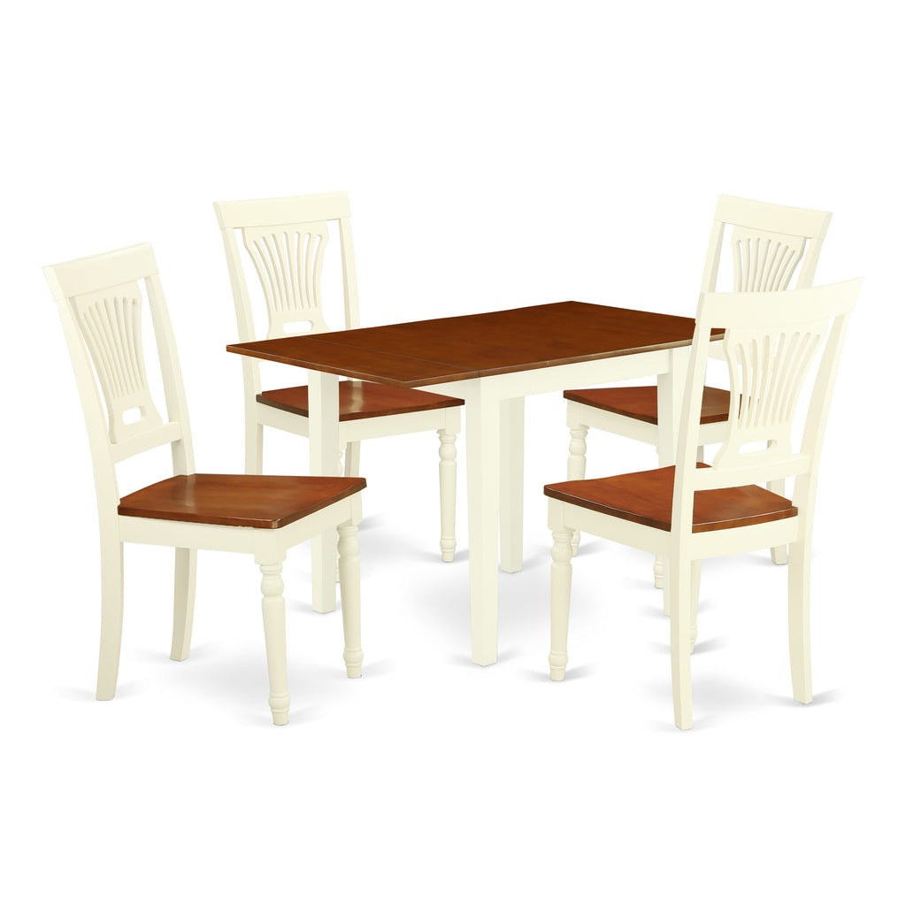 NDPL5-VAH-F Versatile 5-Piece Dining Ensemble with Dropleaf Table and Comfort Stools, 30x48 Buttermilk & Cherry Finish
