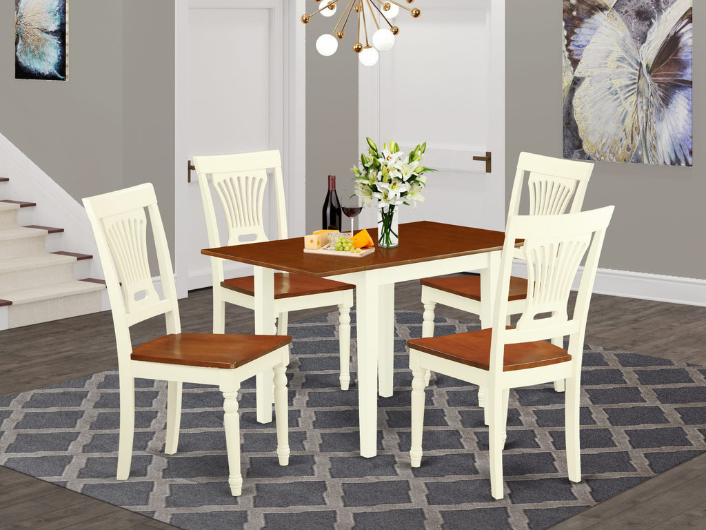 NDPL5-VAH-F Versatile 5-Piece Dining Ensemble with Dropleaf Table and Comfort Stools, 30x48 Buttermilk & Cherry Finish