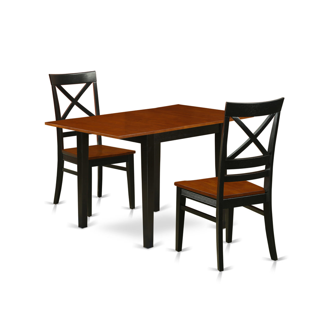 NDQU3-30Z-X 3-Piece Dining Ensemble with Drop Leaf Table and Chairs, 30x48 Inch, Duo Tone