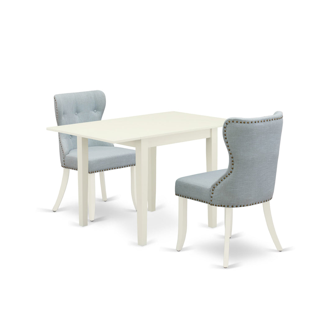 NDSI3-CNK-HT Contemporary 3-Piece Dining Set with Flip-Top Table & Two Azure Linen Seats