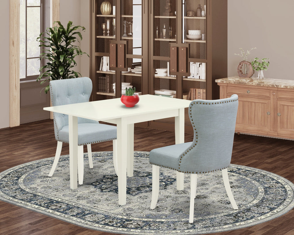 NDSI3-CNK-HT Contemporary 3-Piece Dining Set with Flip-Top Table & Two Azure Linen Seats