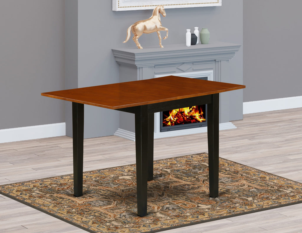 NDT-B6L-3 Black & Cherry Rectangle 30x48 Modern Dropleaf Dining Table with Elegant Legs