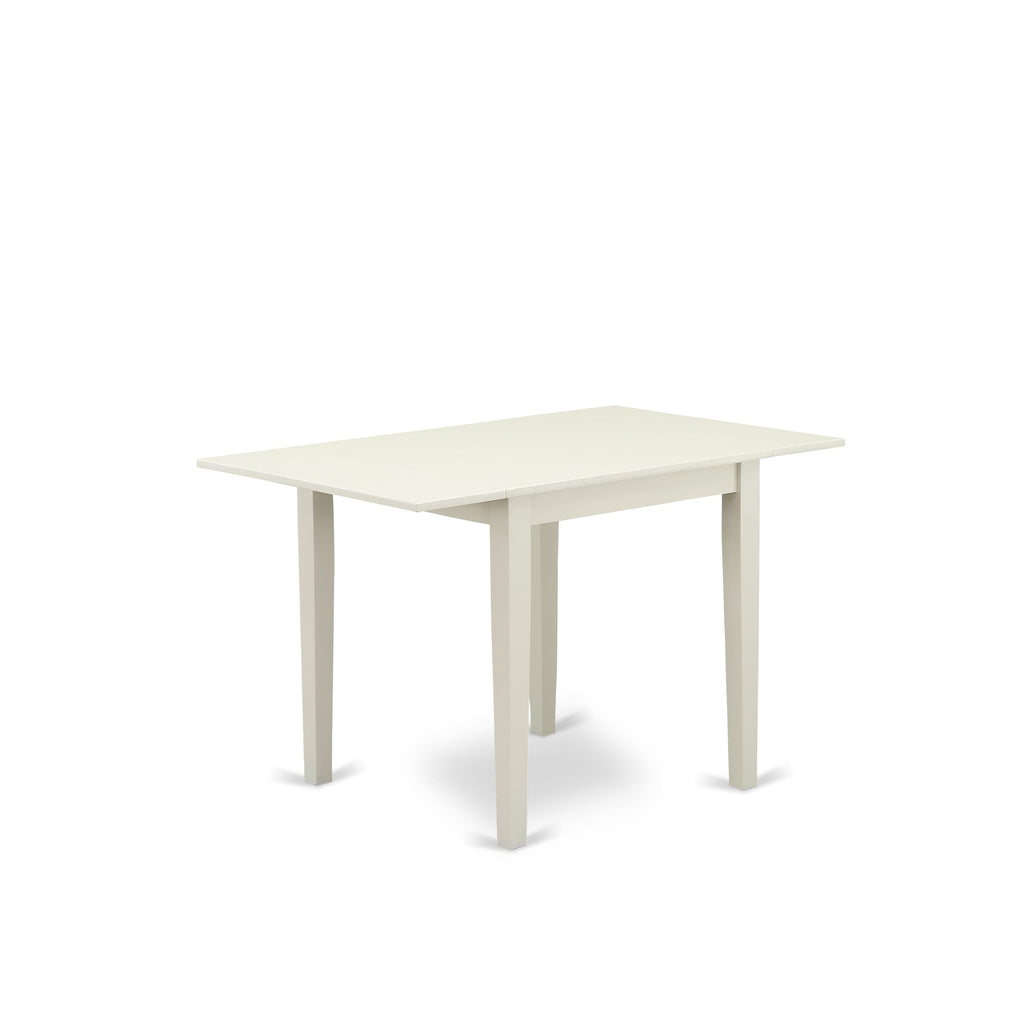 NDLA3-D6V-M2 3-Piece Compact Dining Set Rectangular Table with Foldable Leaf & 2 Parson Chairs, 30x48 White