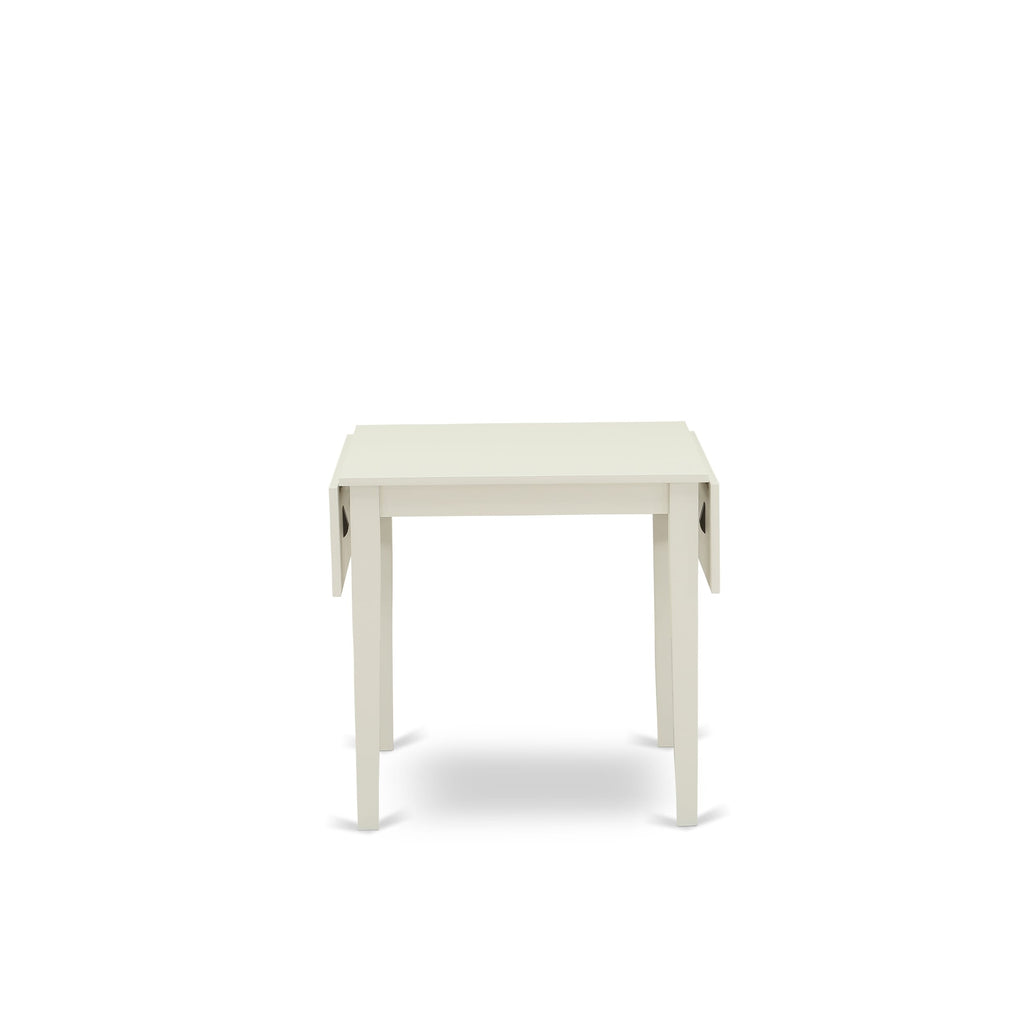 NDAV5-06F-6 5-Piece Dining Table Set with Drop Leaf and 4 Chairs, 30x48, Linen White Ensemble