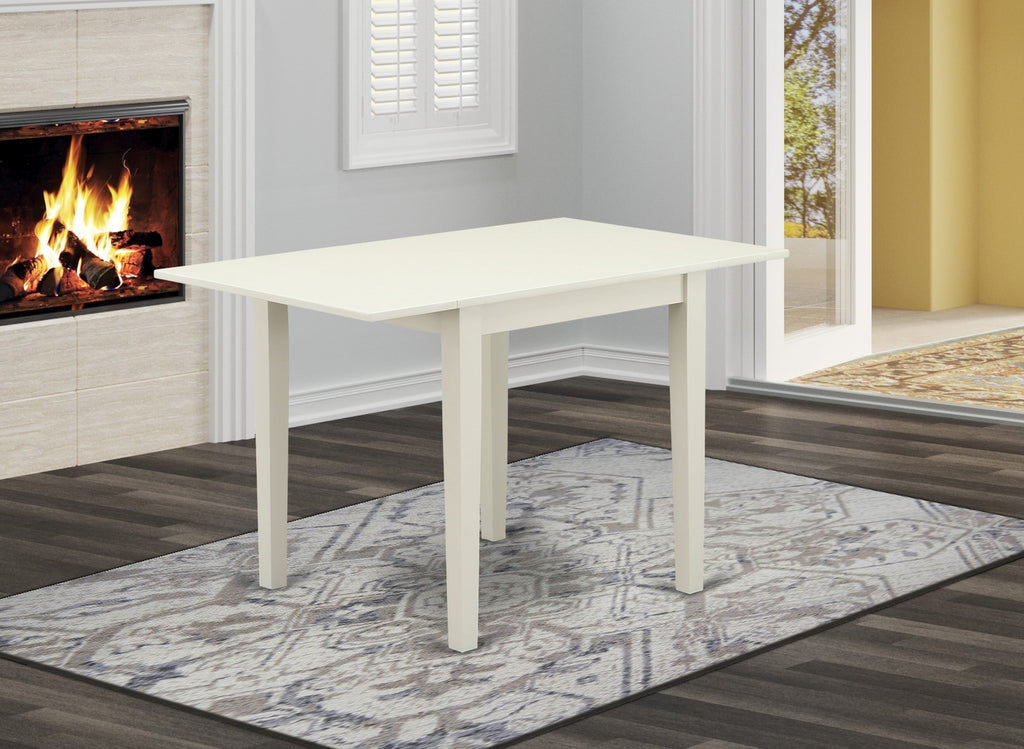 NDT-LS4-G Elegant Mid-Century Modern Dining Table with Dropleaf and Fashionable Legs, 30x48 Inch White Finish