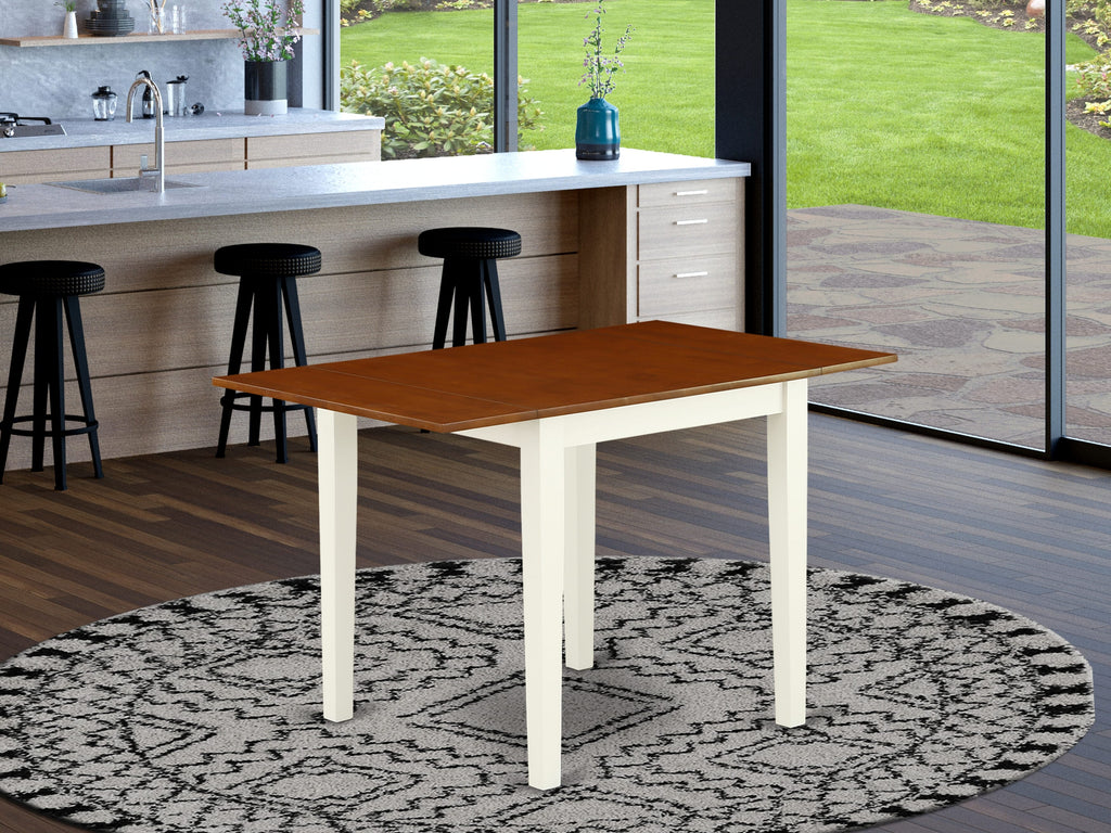 NDT-WJ6-5 Norden Rectangular Kitchen Table with Dropleaf & Stylish Legs in Buttermilk & Cherry