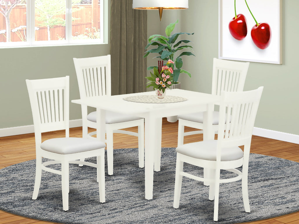 NDVA5-IXE-Q Dining Set 5 Piece Collection with Linen Upholstered Chairs and Drop Leaf Table