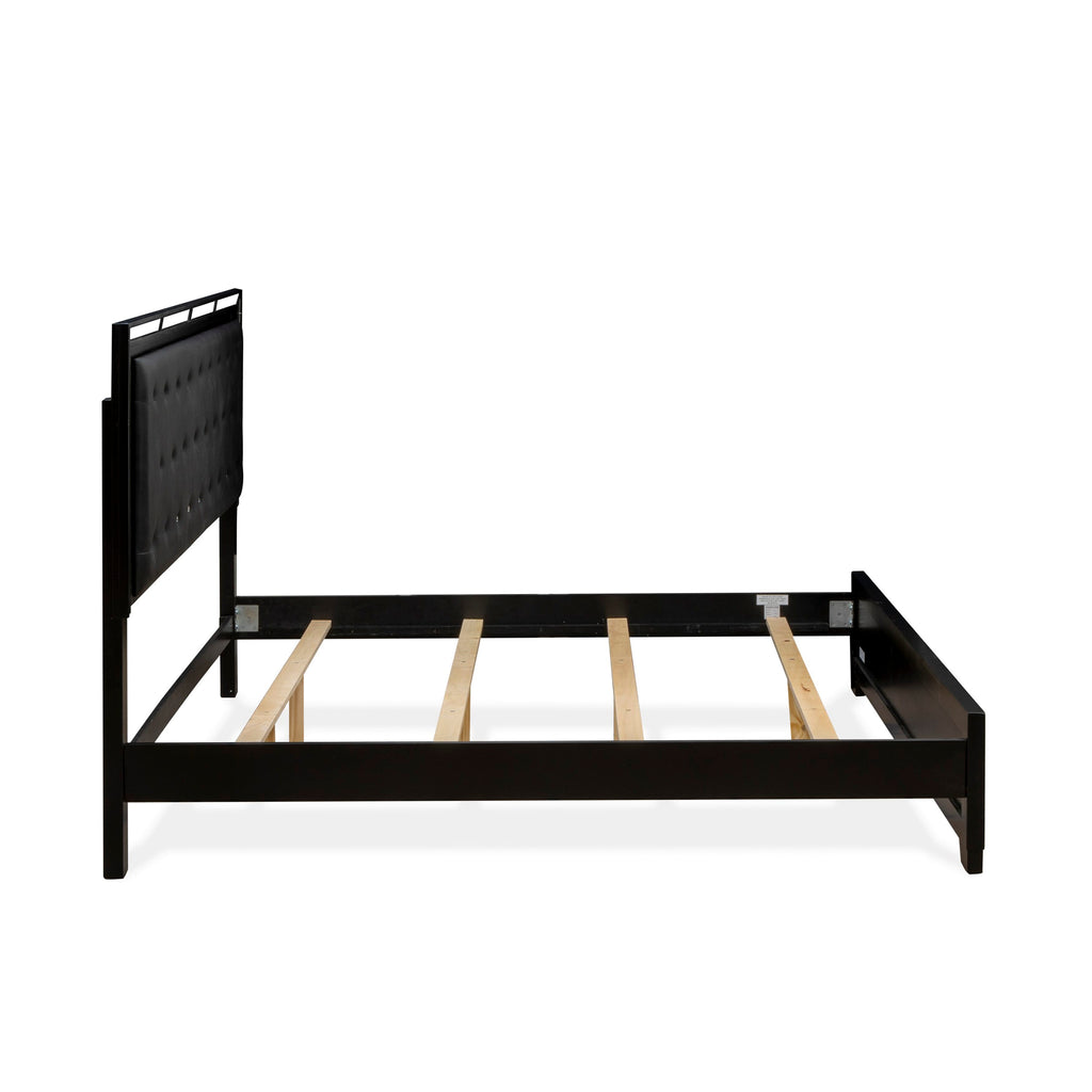 NE11-W7QX6Y 5-Piece Chic Black Bedroom Ensemble Featuring Stylish Bed and Matching Furniture