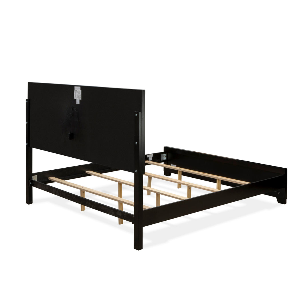 NE11-W7QX6Y 5-Piece Chic Black Bedroom Ensemble Featuring Stylish Bed and Matching Furniture