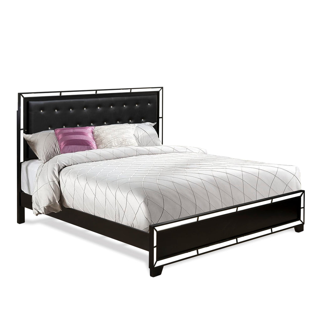 NE11-W7QX6Y 5-Piece Chic Black Bedroom Ensemble Featuring Stylish Bed and Matching Furniture