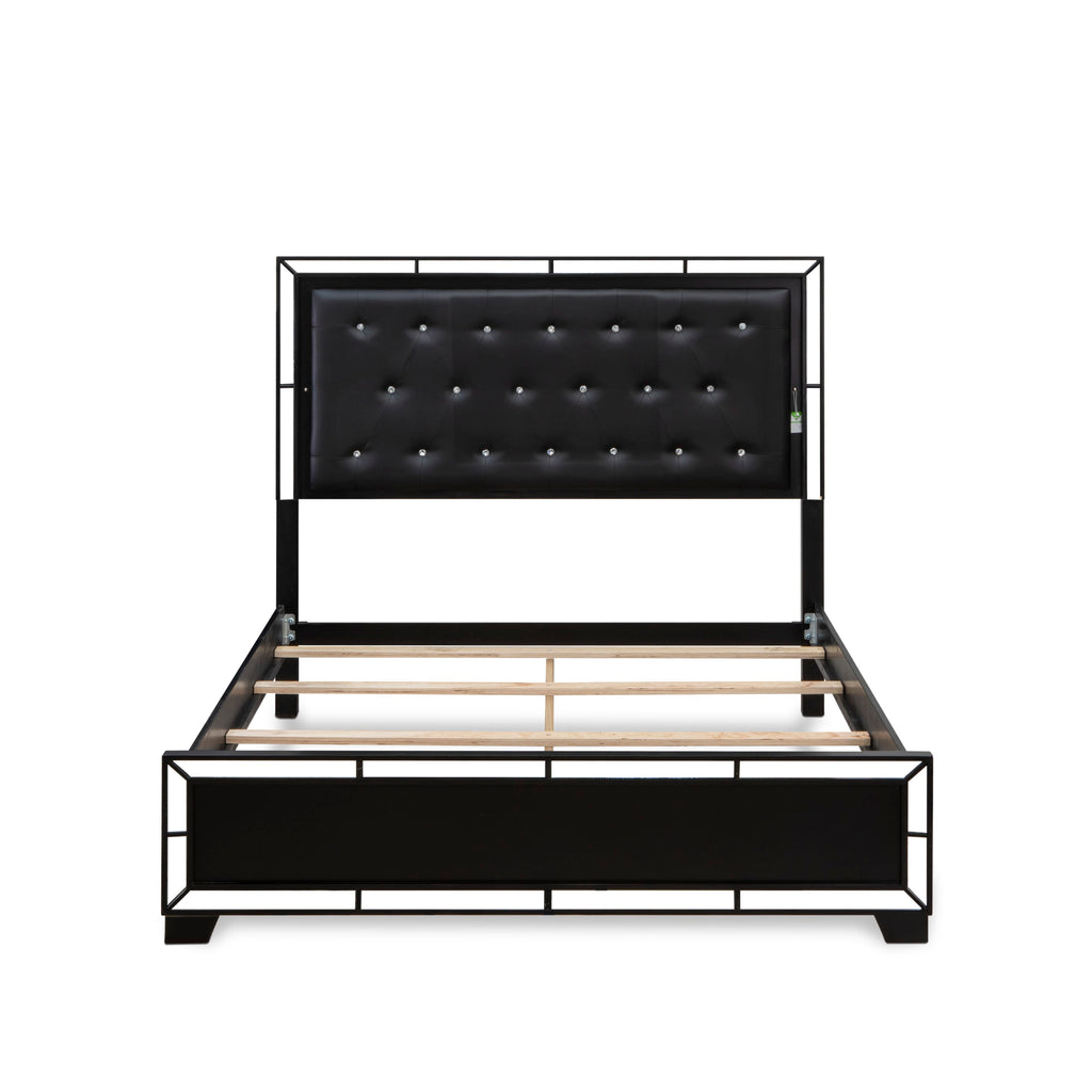 NE11-7U3NQ8 Luxurious 5-Piece Bedroom Ensemble Queen Bed, Dresser & More with Black Accents