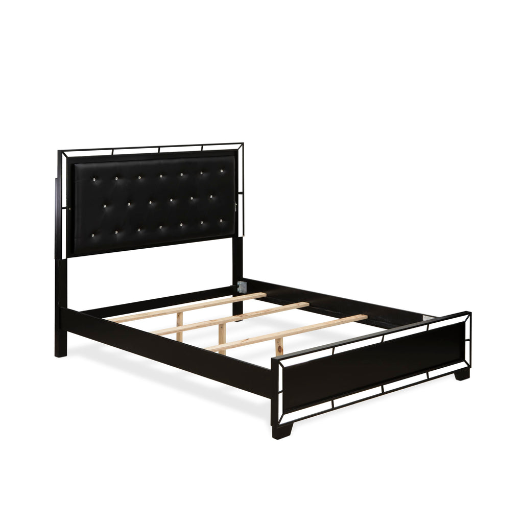 NE11-7U3NQ8 Luxurious 5-Piece Bedroom Ensemble Queen Bed, Dresser & More with Black Accents