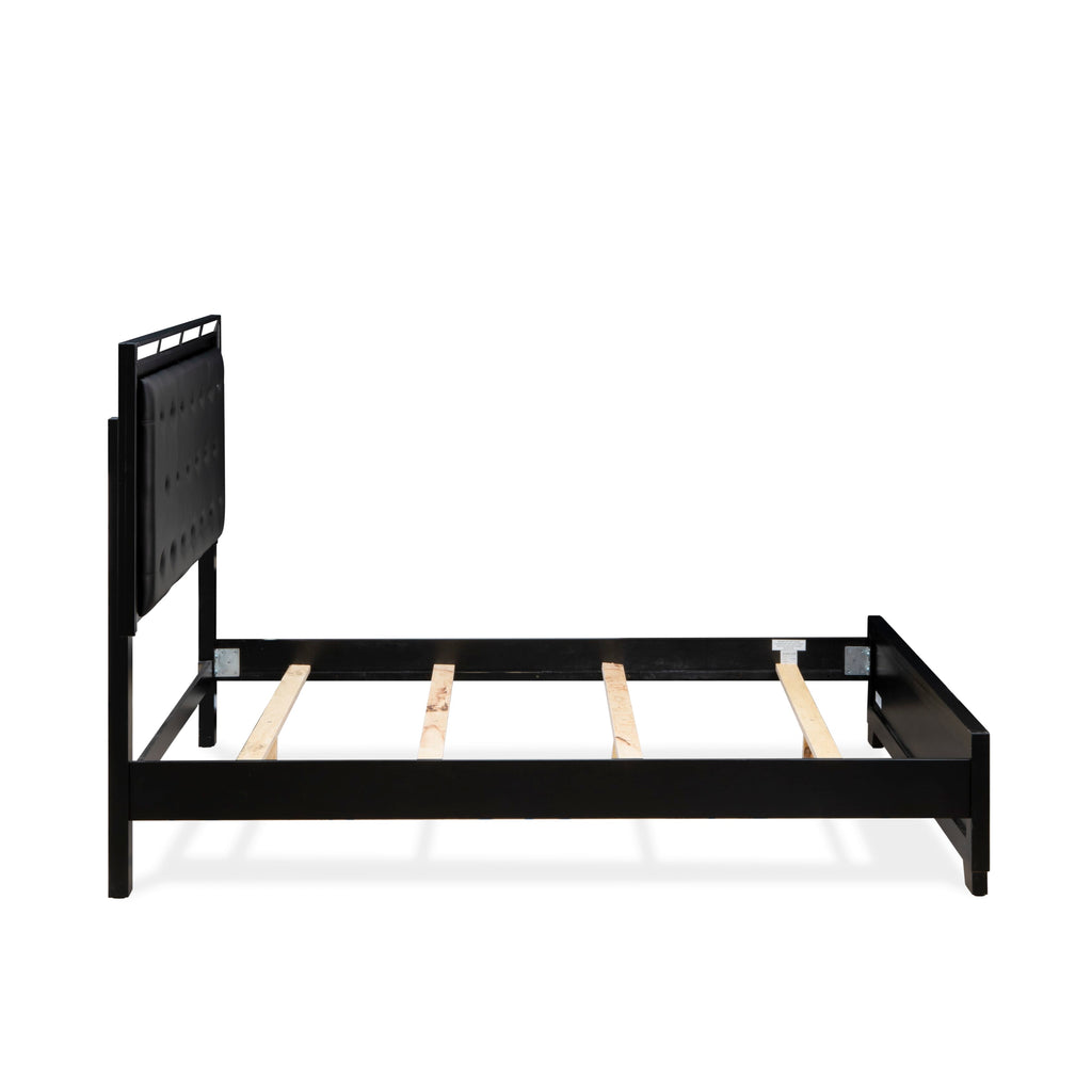 Stylish 3-Piece Bedroom Collection NE11-8YEZQ5 Button-Tufted Queen Bed, Chester Drawer, Nightstand