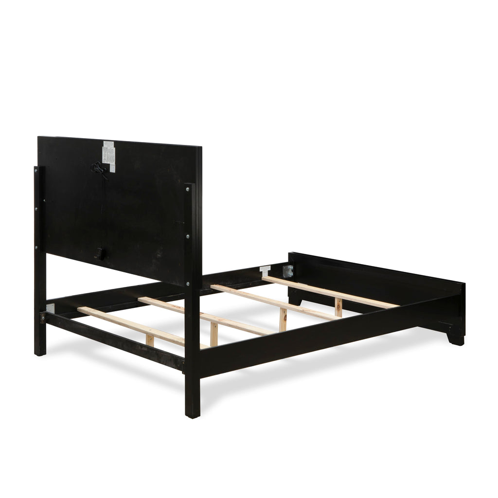 NE11-VCGBCP Collection Queen Upholstered Bed Ensemble with Nightstand, Dresser, and Mirror - Elegant Black