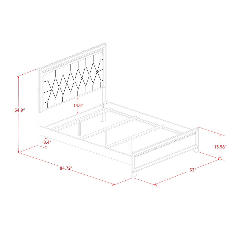 NE11-7U3NQ8 Luxurious 5-Piece Bedroom Ensemble Queen Bed, Dresser & More with Black Accents