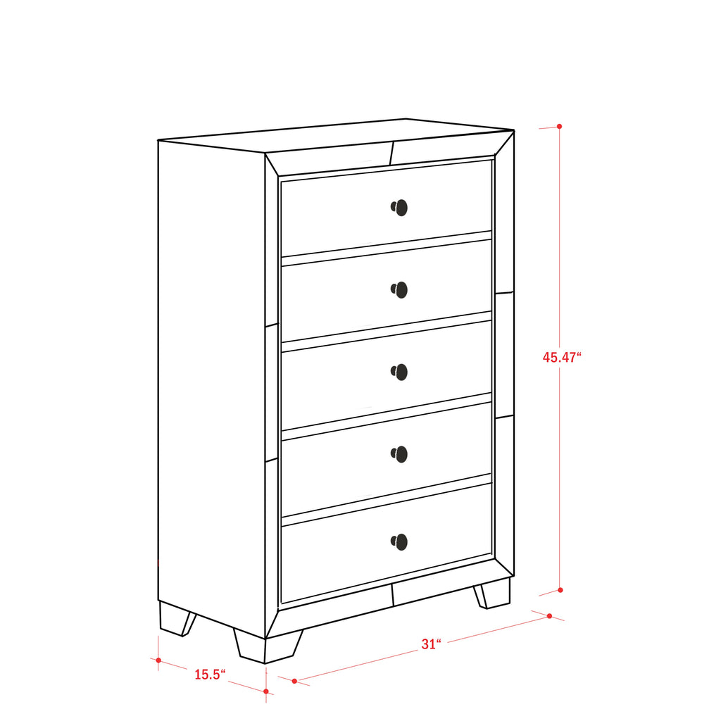 NEC-1R Nella Wood Bedroom Chest Featuring Sleek Metallic Black Legs for Enhanced Elegance