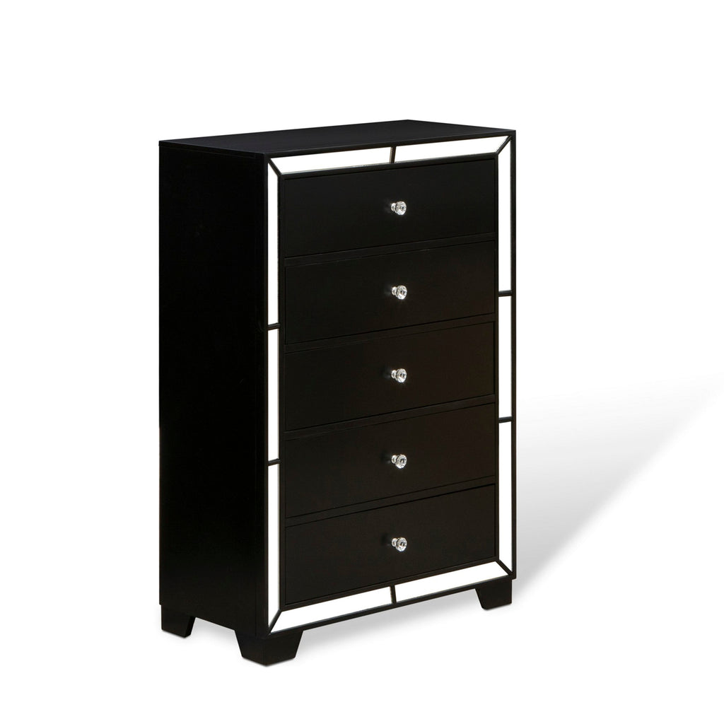 NE11-RU4XYE 4-PC King Bedframe Collection with Elegant Headrest & Stylish Side Tables - Obsidian Finish
